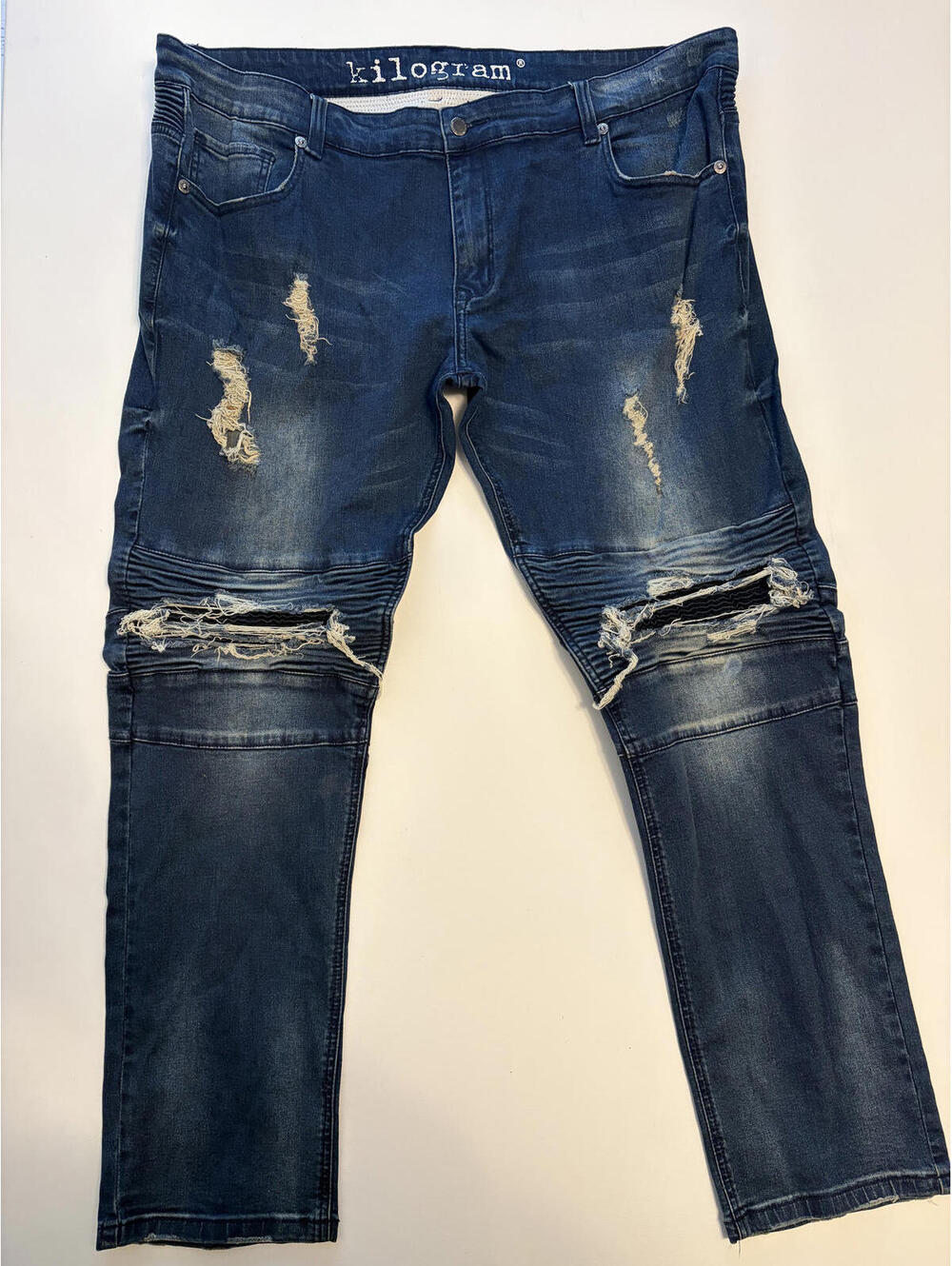 Kilogram Men's Distressed Moto Biker Jeans (Size 44x32)